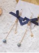Galactic Starry Sky Long Style Tassel Stars Blue Bowknot Classic Lolita Earrings