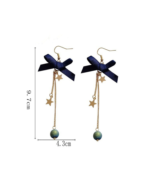 Galactic Starry Sky Long Style Tassel Stars Blue Bowknot Classic Lolita Earrings