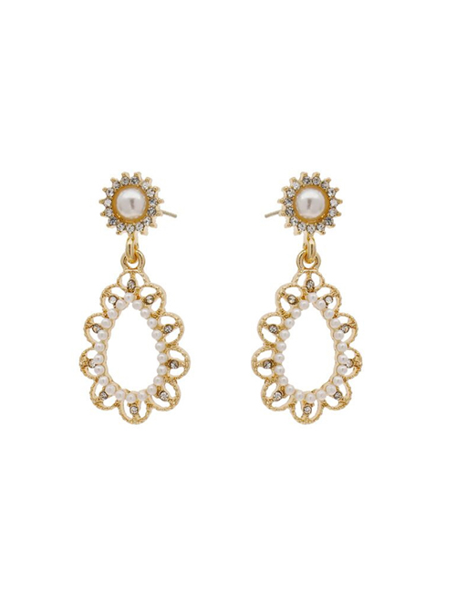 Retro Baroque Pearl Hollow Out Classic Lolita Earrings