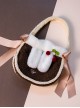 Cute Cashmere Portable Bag Sweet Lolita Ribbon Decoration Shoulder Bag