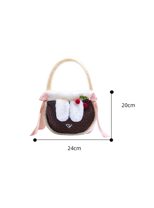 Cute Cashmere Portable Bag Sweet Lolita Ribbon Decoration Shoulder Bag