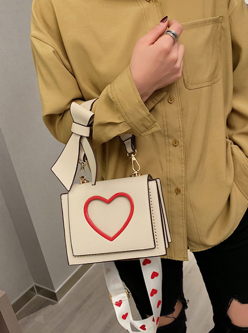 Cute Heart-Shaped Printing Shoulder Straps Sweet Lolita Shoulder Bag