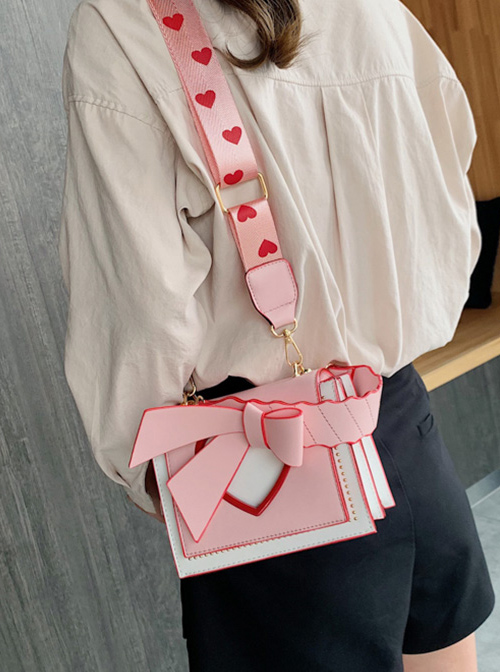 Cute Heart-Shaped Printing Shoulder Straps Sweet Lolita Shoulder Bag