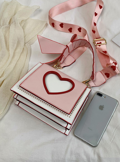 Cute Heart-Shaped Printing Shoulder Straps Sweet Lolita Shoulder Bag