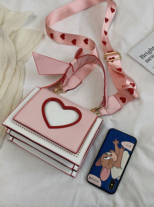 Cute Heart-Shaped Printing Shoulder Straps Sweet Lolita Shoulder Bag