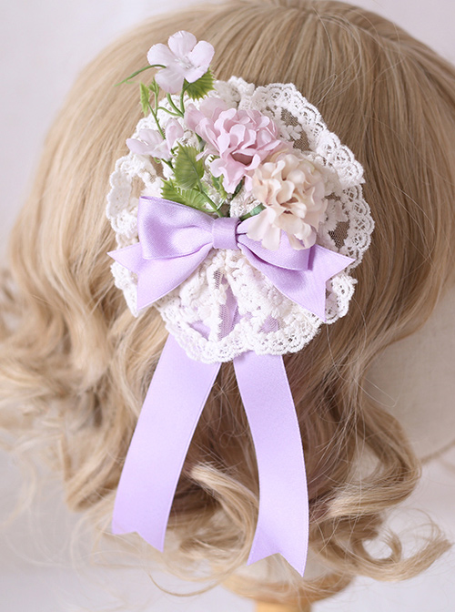 Multicolour Elegant Flowers Lace Brooch Sweet Lolita Hair Clip