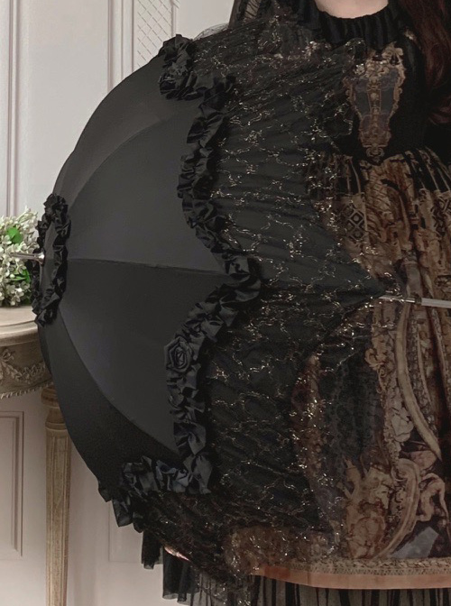 Rose Pavilion Series Lace Elegant Classic Lolita Long Umbrella