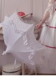 Rose Pavilion Series Pagoda Shape White Classic Lolita Lace Long Umbrella