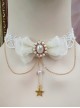 White Lace Bowknot Pearl Star Pendant Classic Lolita Necklace