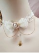 White Lace Bowknot Pearl Star Pendant Classic Lolita Necklace
