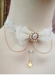 White Lace Bowknot Pearl Star Pendant Classic Lolita Necklace