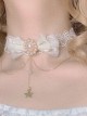 White Lace Bowknot Pearl Star Pendant Classic Lolita Necklace