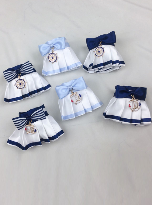 Bowknot School Style Navy Style Pleated Sweet Lolita Hand Sleeves