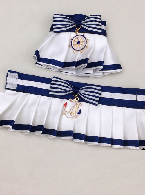 Bowknot School Style Navy Style Pleated Sweet Lolita Hand Sleeves