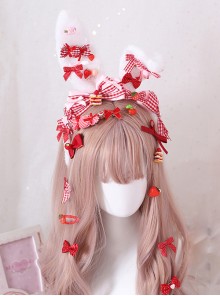 Strawberry Candy Bowknot Rabbit Ears KC Sweet Lolita Headband