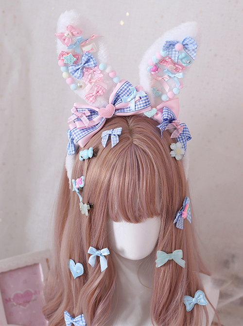 Strawberry Candy Bowknot Rabbit Ears KC Sweet Lolita Headband