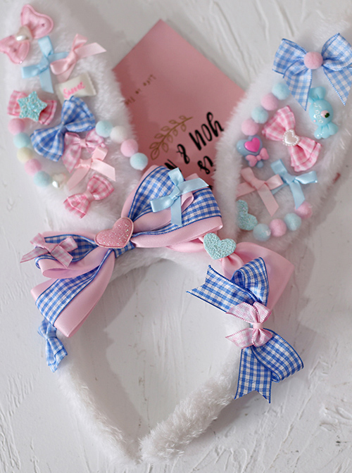 Strawberry Candy Bowknot Rabbit Ears KC Sweet Lolita Headband