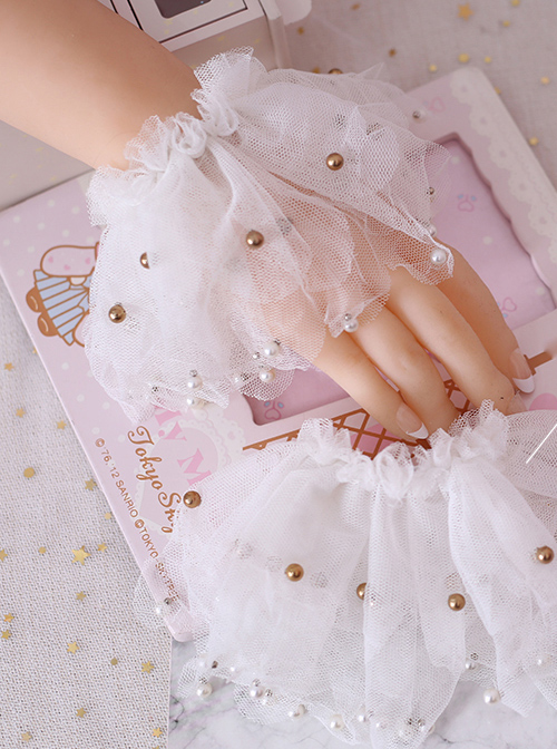 Simplicity Beading White Lace Classic Lolita Hand Sleeves