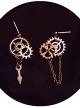 Mechanical Gear Asymmetry Design Metal Chain Punk Lolita Earrings