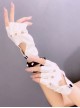 Heart Shape Hollow Out PU Leather Punk Lolita Half Finger Gloves