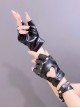 Heart Shape Hollow Out PU Leather Punk Lolita Half Finger Gloves