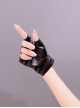 Heart Shape Hollow Out PU Leather Punk Lolita Half Finger Gloves