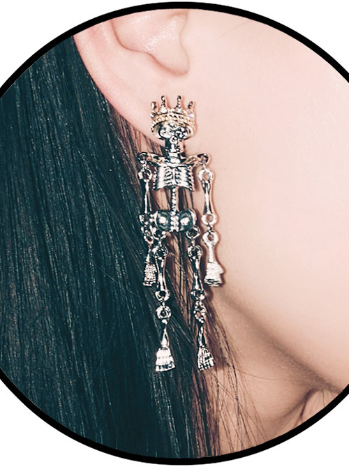 Zombie Bride Skull Ear Drop Gothic Lolita Earrings