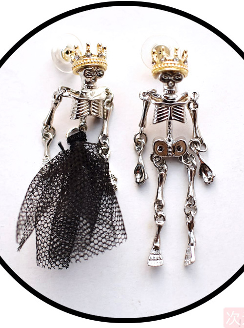 Zombie Bride Skull Ear Drop Gothic Lolita Earrings