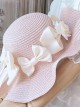 Romantic Elegant Long Ribbon Bowknot Straw Hat Classic Lolita Hat