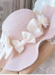 Romantic Elegant Long Ribbon Bowknot Straw Hat Classic Lolita Hat