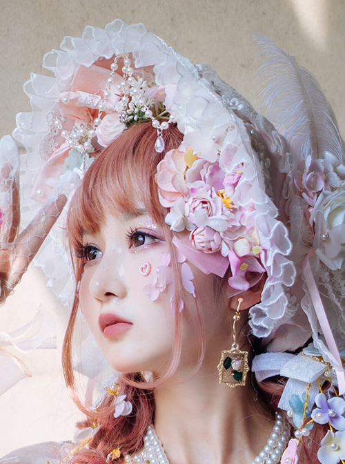 Cherry Blossom Girl Series Headwear Gorgeous Tea Party Classic Lolita Bonnet