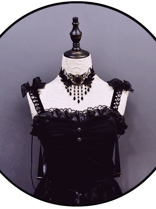 Tassel Pendant Black Lace Gothic Lolita Necklace