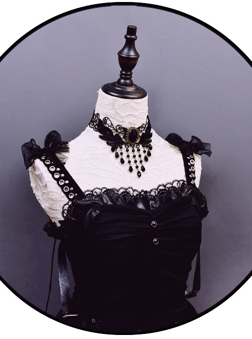 Tassel Pendant Black Lace Gothic Lolita Necklace