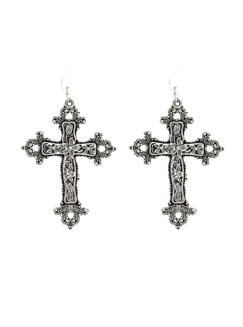 Dark Vintage Baroque Cross Gothic Lolita Exaggerated Personality Earrings