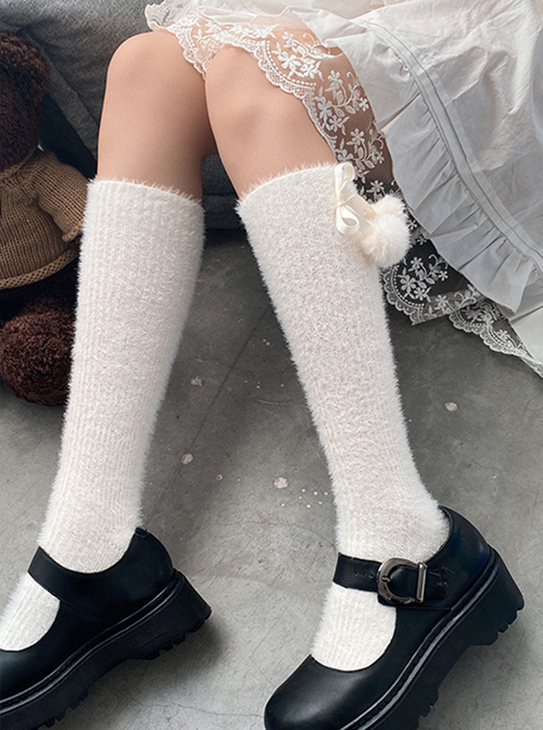 Plush Balls Imitation Mink Velvet Sweet Lolita Socks