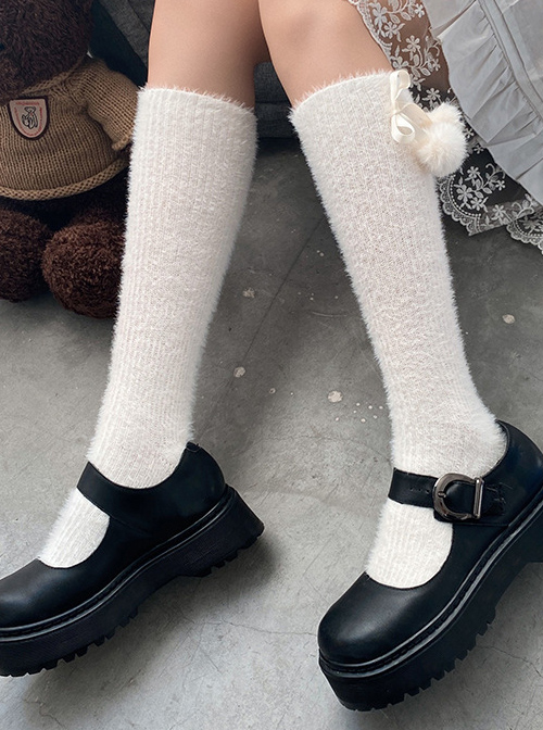 Plush Balls Imitation Mink Velvet Sweet Lolita Socks