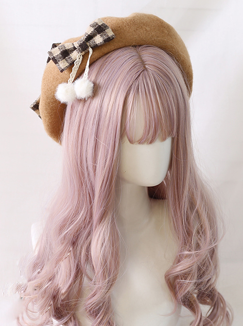 Plaid Bowknot Winter Multicolor Beret Sweet Lolita Hat