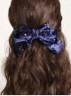 Gilding Starry Sky Flocking Big Bowknot Spring Clip Classic Lolita Hair Pin