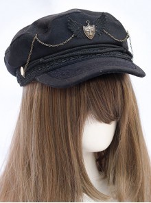 Retro Military Lolita Black Hat