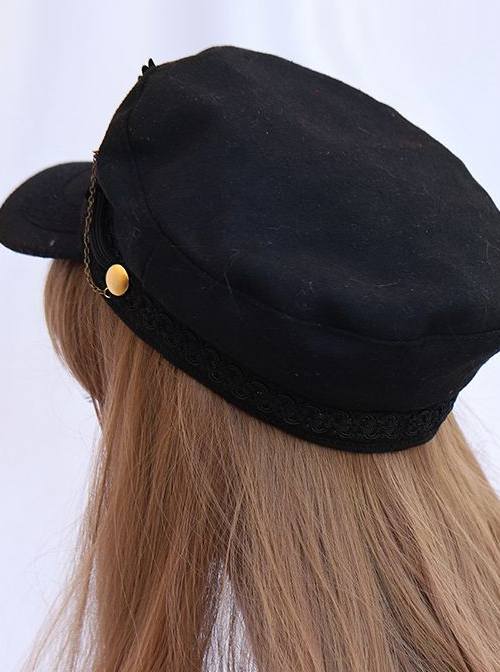 Retro Military Lolita Black Hat