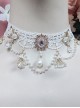 White Lace Water Drop Pearl Crystal Fairy Classic Lolita Necklace
