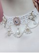 White Lace Water Drop Pearl Crystal Fairy Classic Lolita Necklace