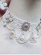 White Lace Water Drop Pearl Crystal Fairy Classic Lolita Necklace