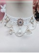 White Lace Water Drop Pearl Crystal Fairy Classic Lolita Necklace