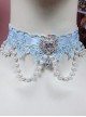 Fairy Blue Water Drop Crystal Classic Lolita Star Lace Necklace