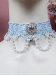 Fairy Blue Water Drop Crystal Classic Lolita Star Lace Necklace