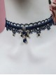 Dark Blue Lace Choker Water Drop Gem Classic Lolita Necklace