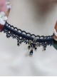 Dark Blue Lace Choker Water Drop Gem Classic Lolita Necklace