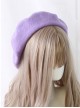 Purple Rabbit Autumn Winter Woolen Cloth Beret Sweet Lolita Bowknot Rabbit Brooch Hat