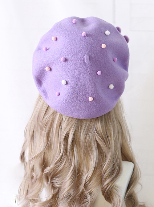 Purple Rabbit Autumn Winter Woolen Cloth Beret Sweet Lolita Hat